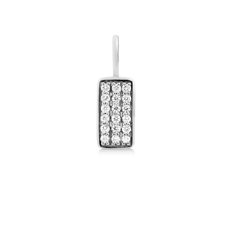 Square Diamant Anheng - 18kt Hvitt Gull