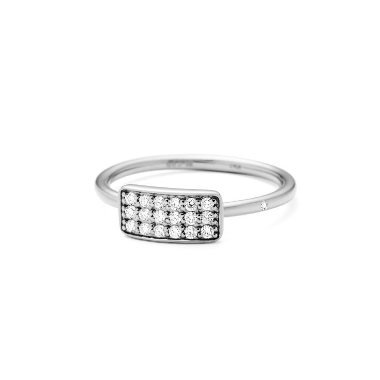 Square Diamantring - 18kt Hvitt Gull