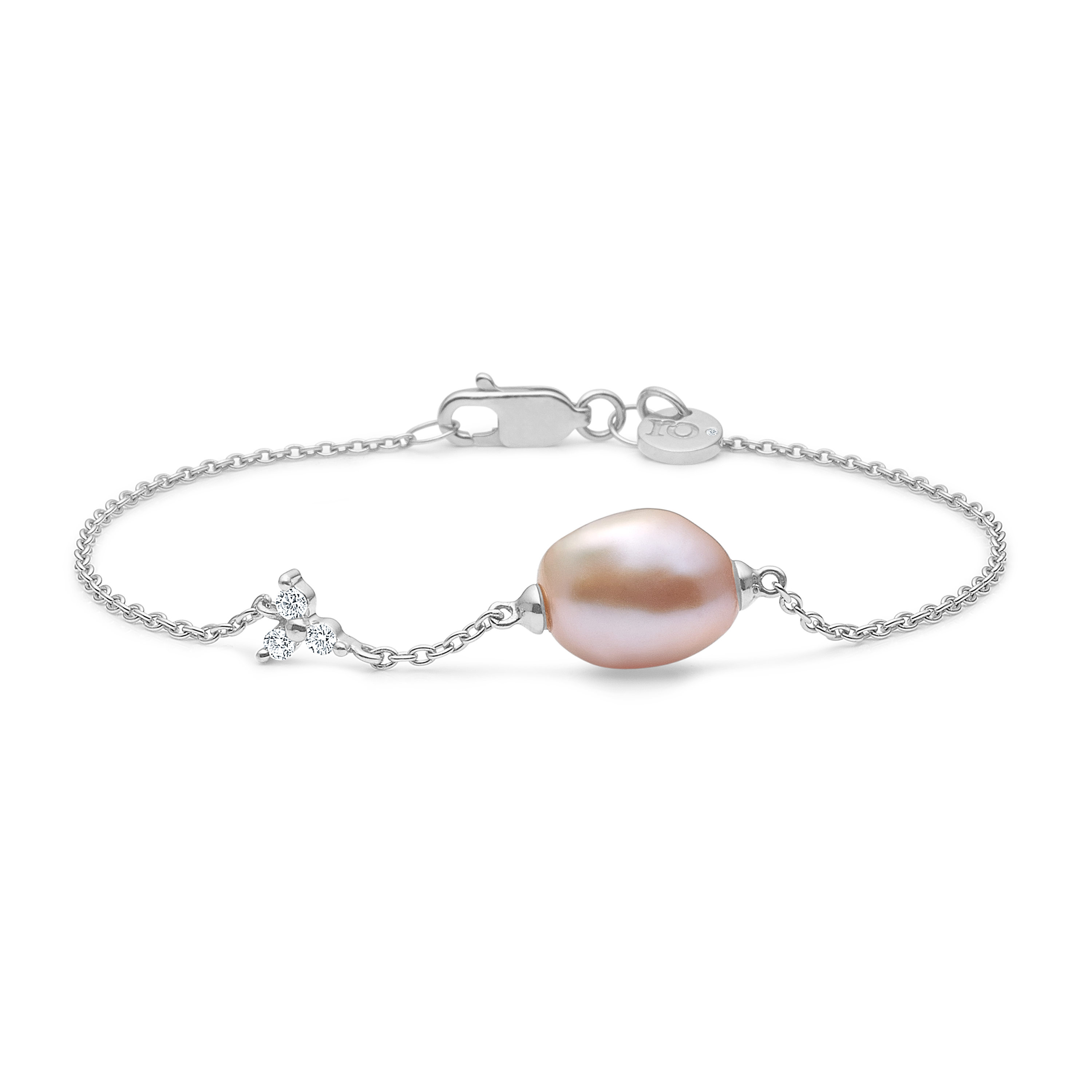 Fryd Diamant Perle Armbånd - 18kt Hvitt Gull