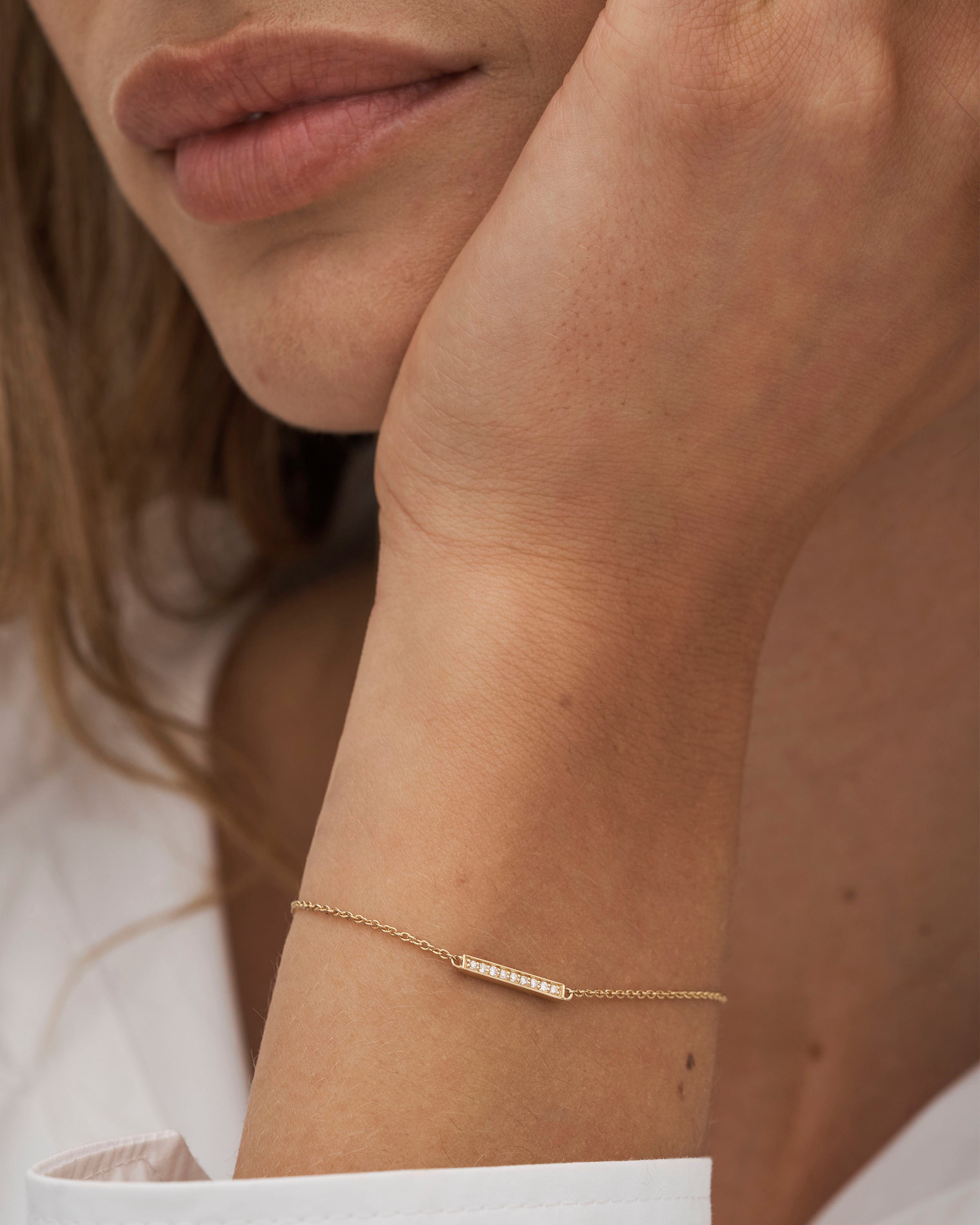 Square Diamant Armbånd - 18kt Gult Gull