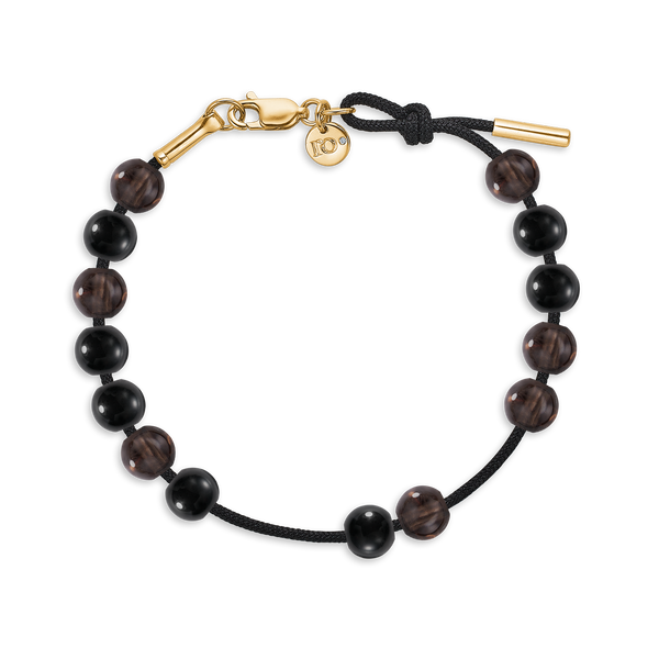 Inner Peace Balance Bracelet Black Cord - 18kt Yellow Gold