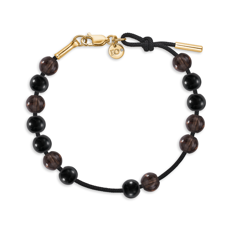 Inner Peace Balance Bracelet Black Cord - 18kt Yellow Gold