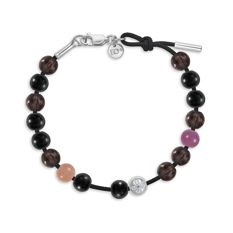 Inner Peace Balance Bracelet Black Cord - 18kt White Gold