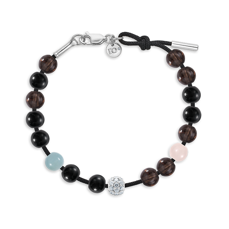 Inner Peace Balance Bracelet Black Cord - 18kt White Gold