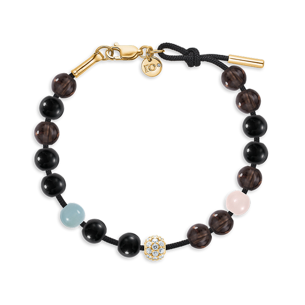 Inner Peace Balance Bracelet Black Cord - 18kt Yellow Gold