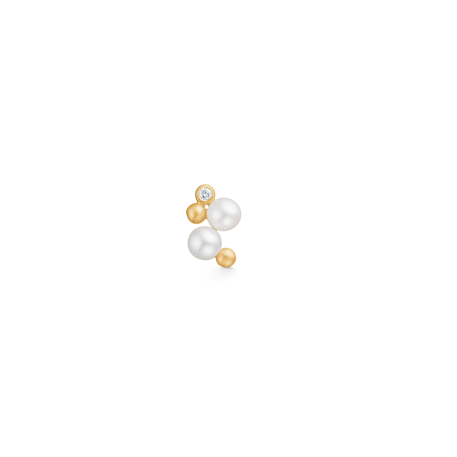 Orbit Dot Perle øredobb L - 18kt Gult Gull