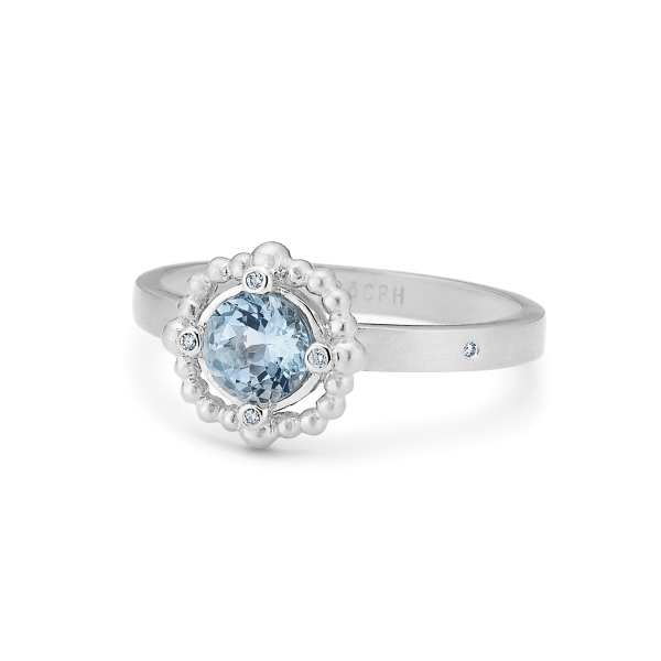 Orbit Blue Ring - 18kt Hvitt Gull