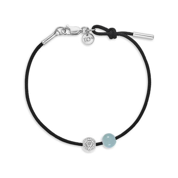 Inner Peace Bracelet Black Cord - 18kt White Gold