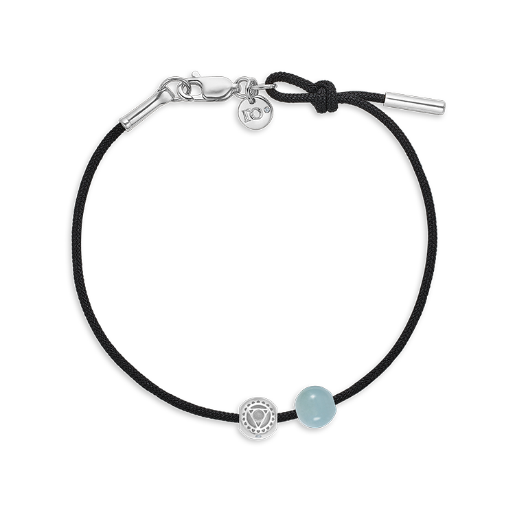 Inner Peace Bracelet Black Cord - 18kt White Gold