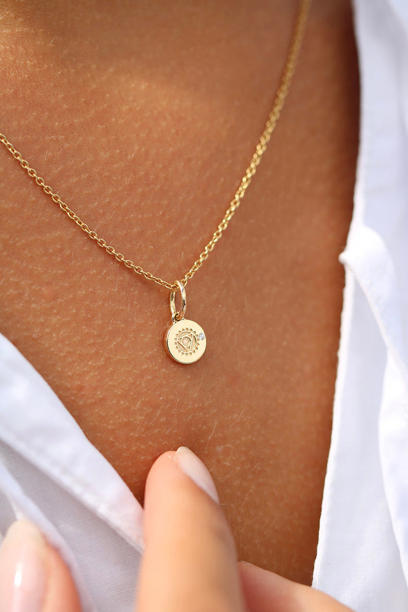 Inner Peace Throat Chakra Pendant - 18kt Yellow Gold