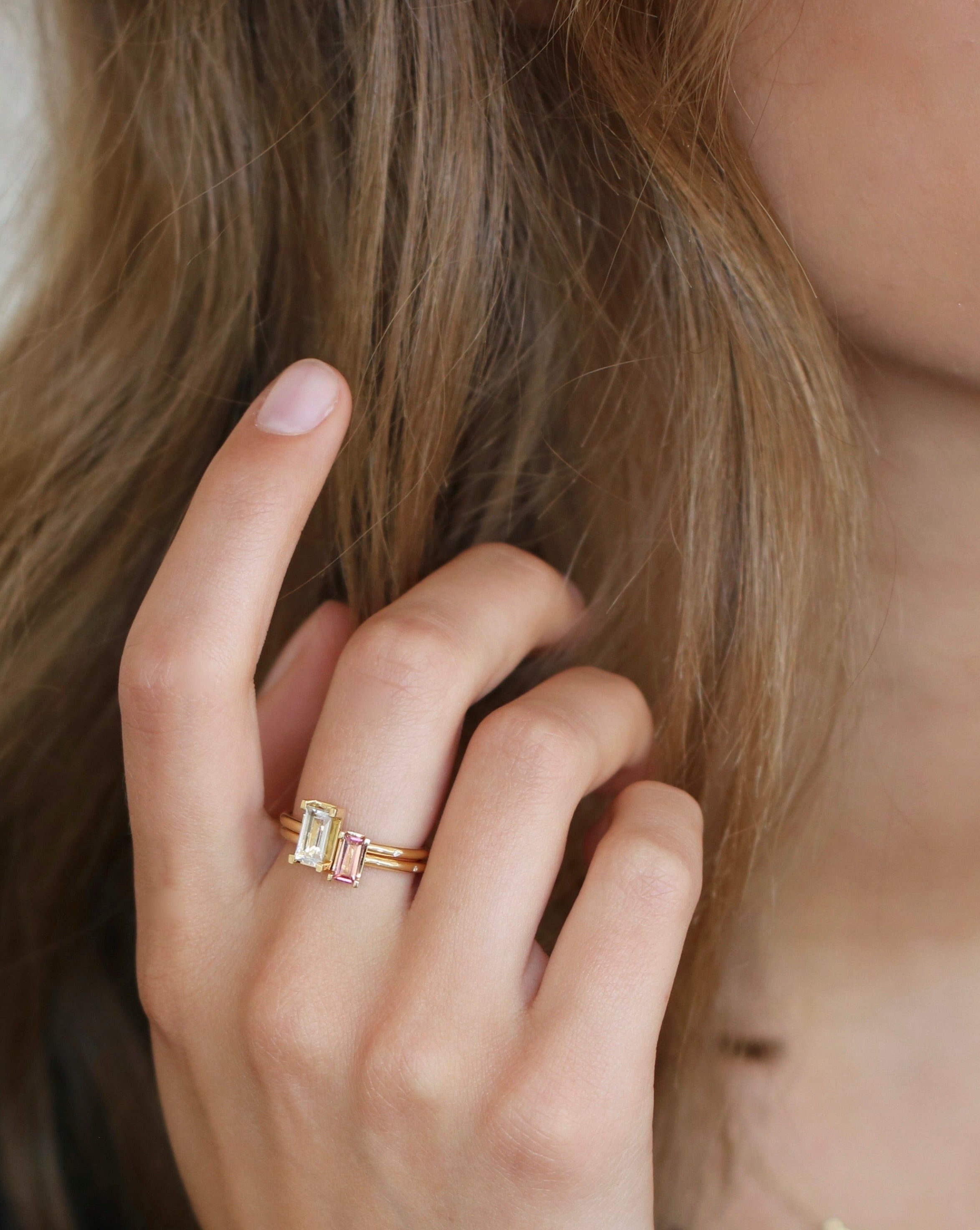 Nord White Ring turned - 18kt Gult Gull