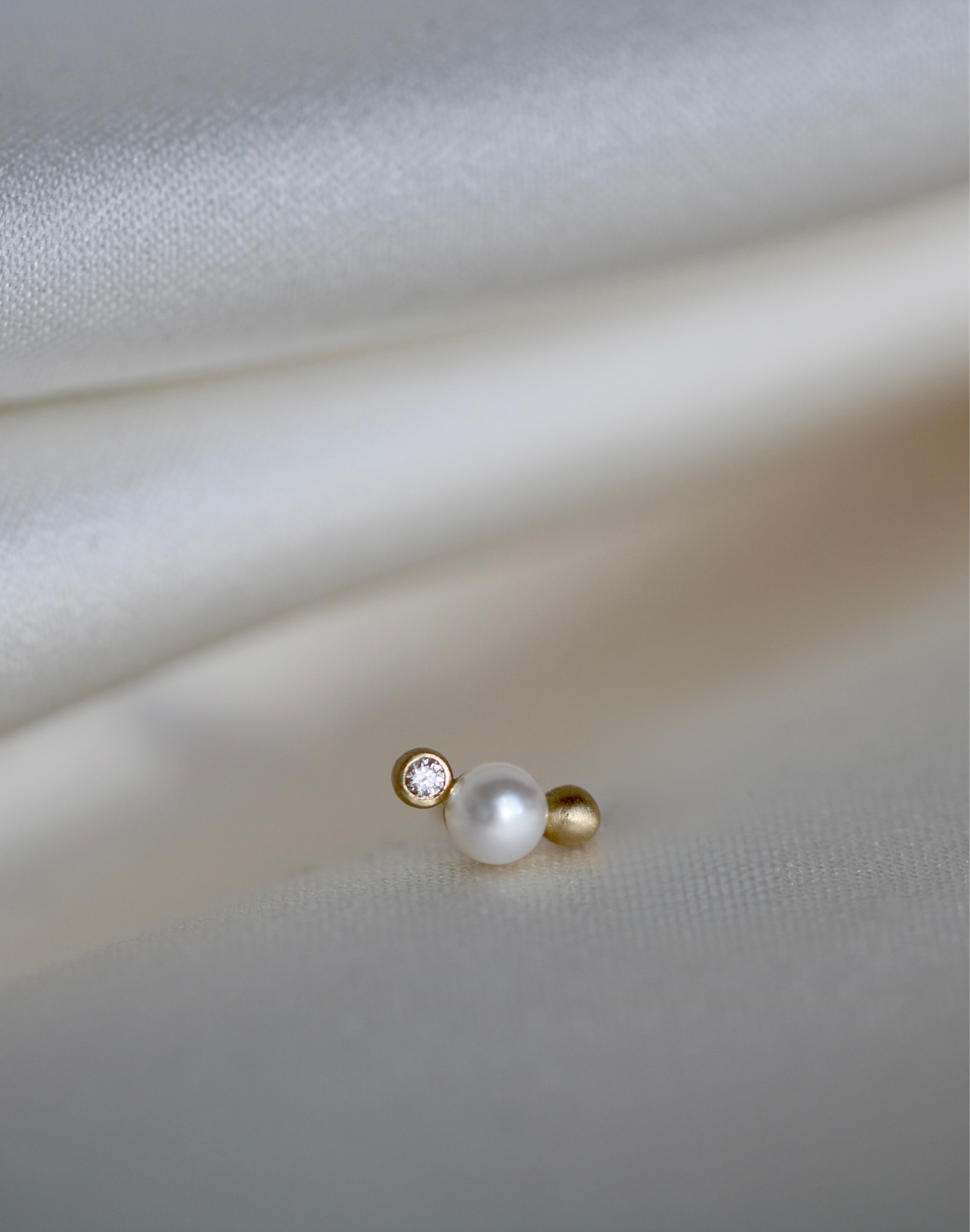WWF X RO Orbit Dot Perle Øredobb S - 18kt Gult Gull
