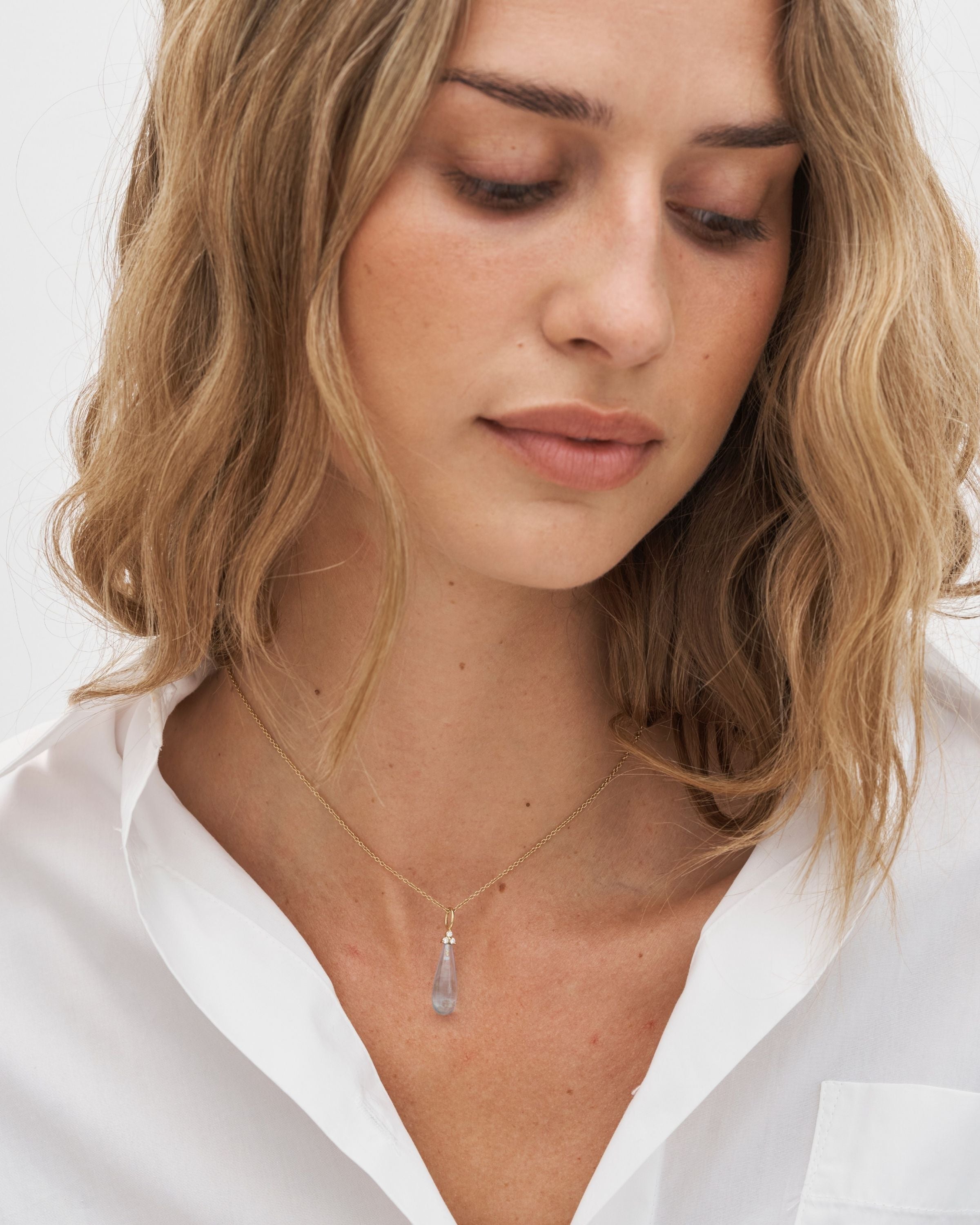 Fryd Sky Blue Anheng - 18kt Gult Gull