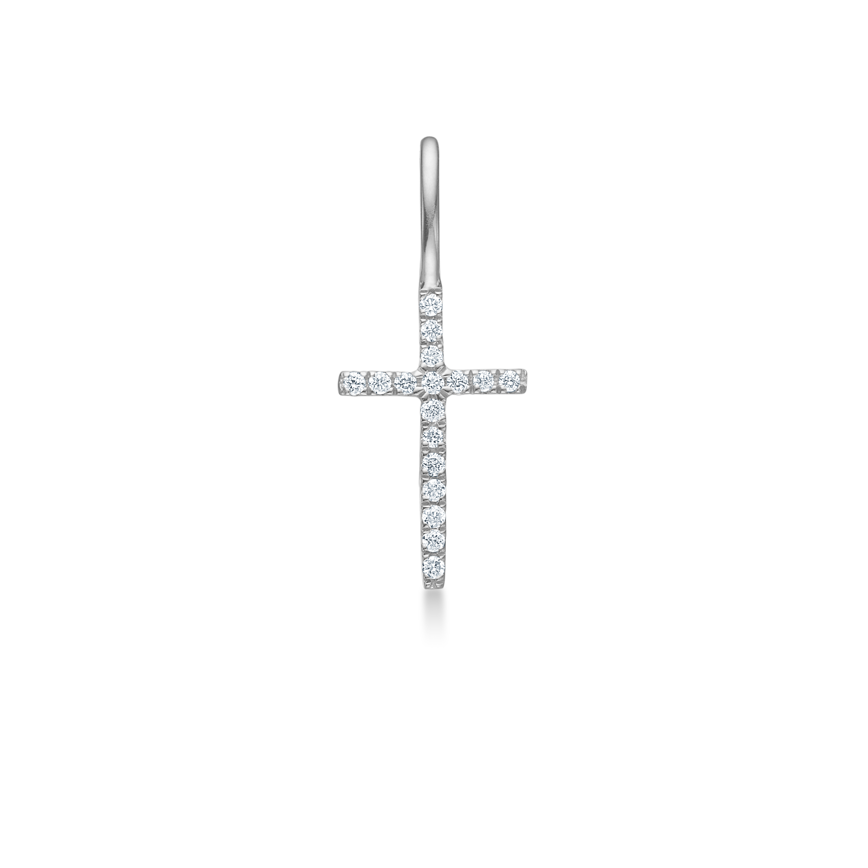 Symbols Kors Diamant Anheng - 18kt Hvitt Gull