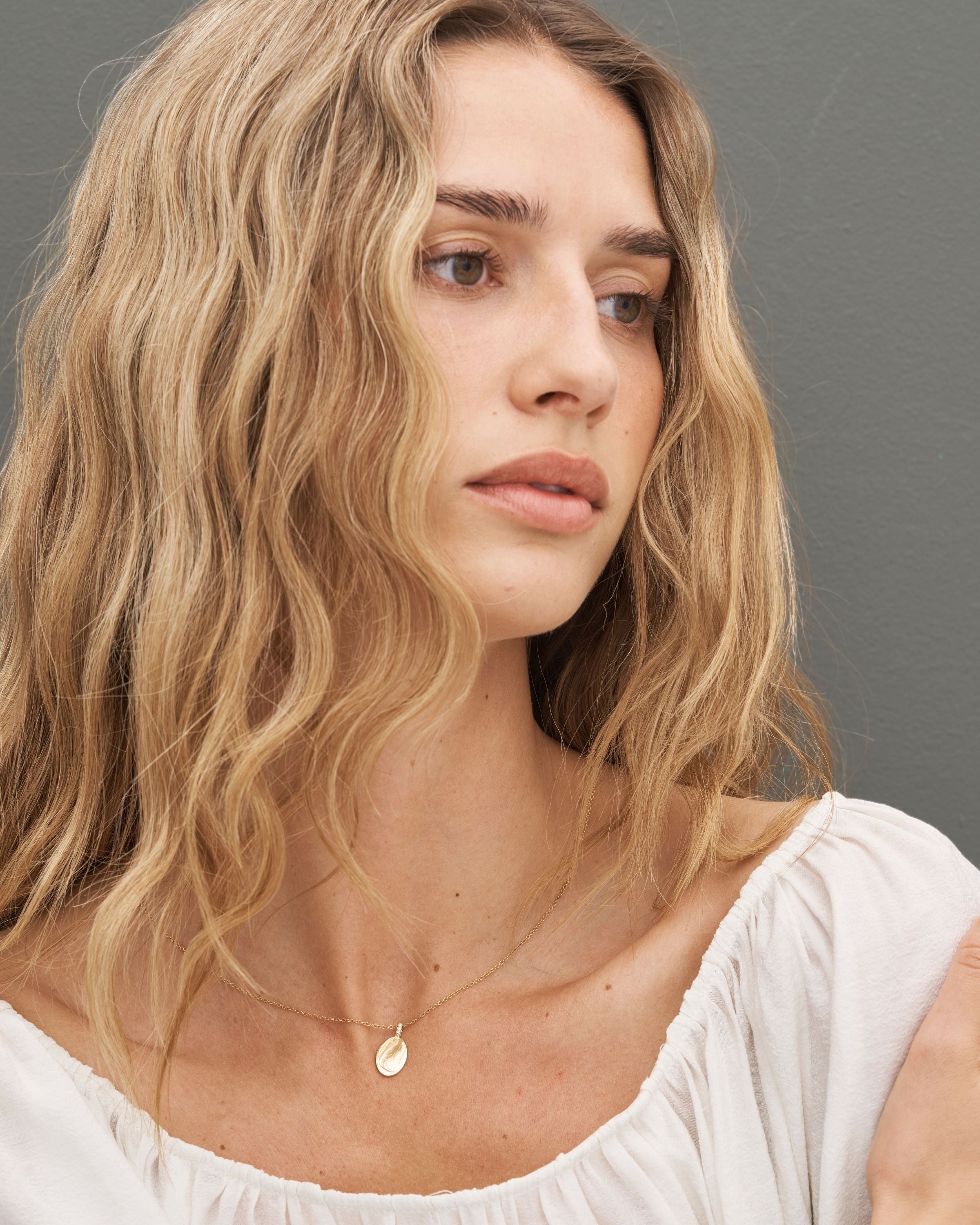 Signet Diamant Anheng - 18kt Gult Gull