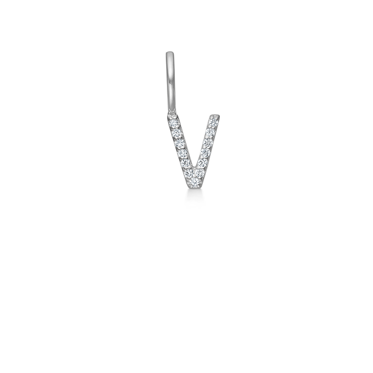 My V Diamant Anheng - 18kt Hvitt Gull