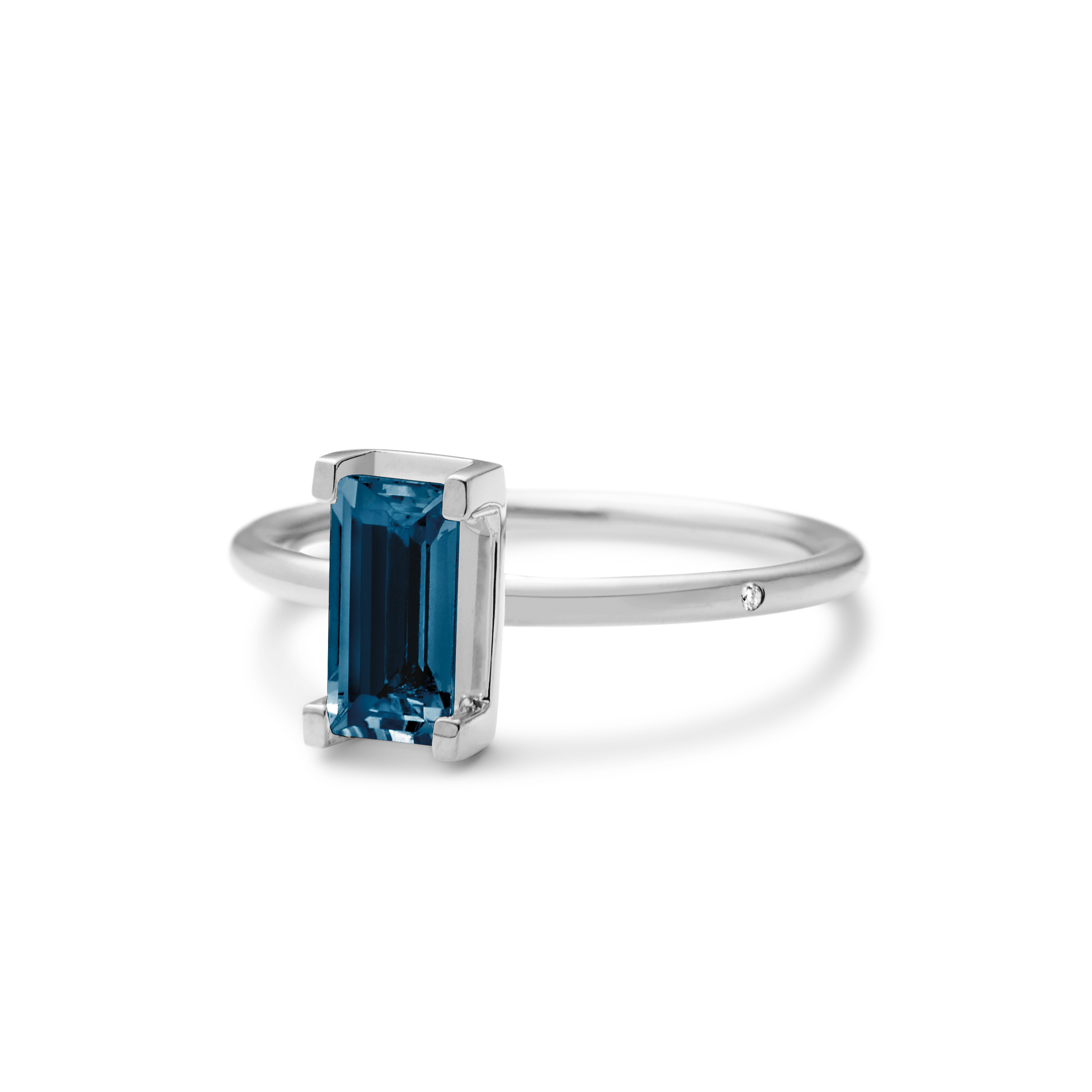 Nord London Blue Ring Turned - 18kt Hvitt Gull