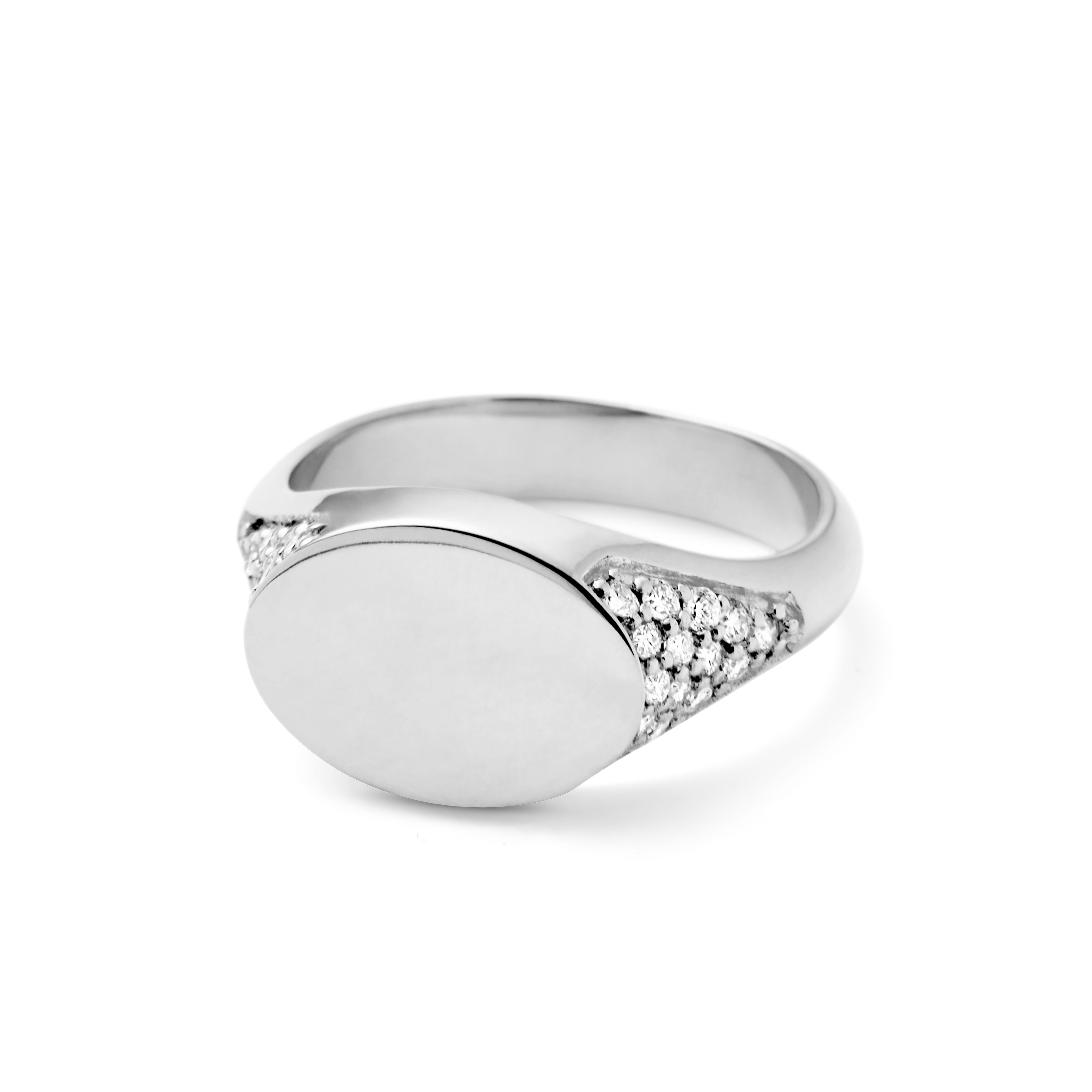 Signet Diamantring Solid - 18kt Hvitt Gull