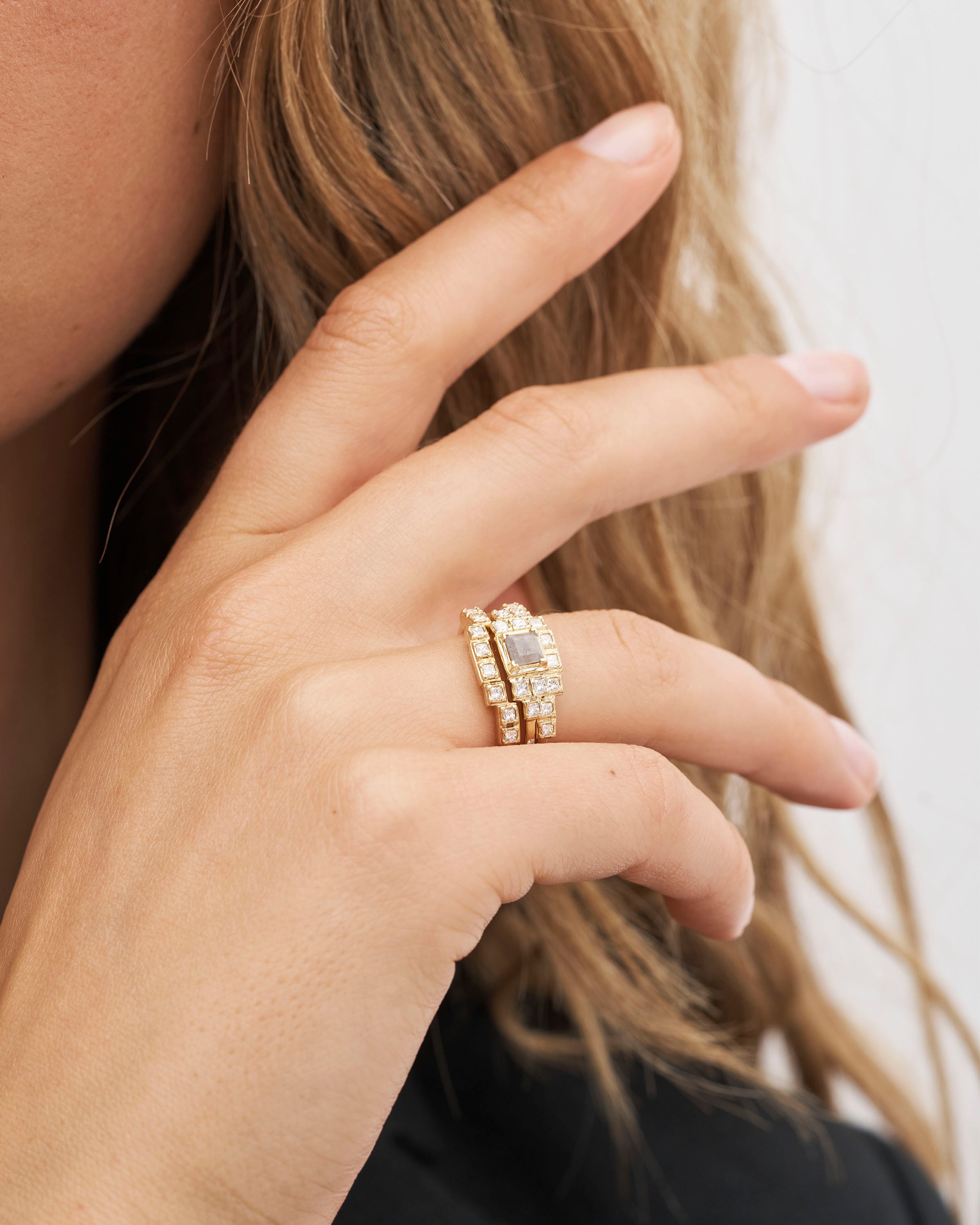 Raw Diamantring Curve - 18kt Gult Gull