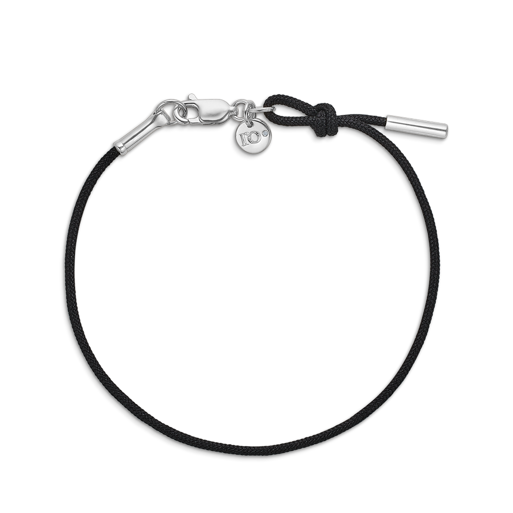 Inner Peace Armbånd Svart Ledning - 18kt Hvitt Gull
