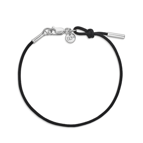 Inner Peace Bracelet Black Cord - 18kt White Gold