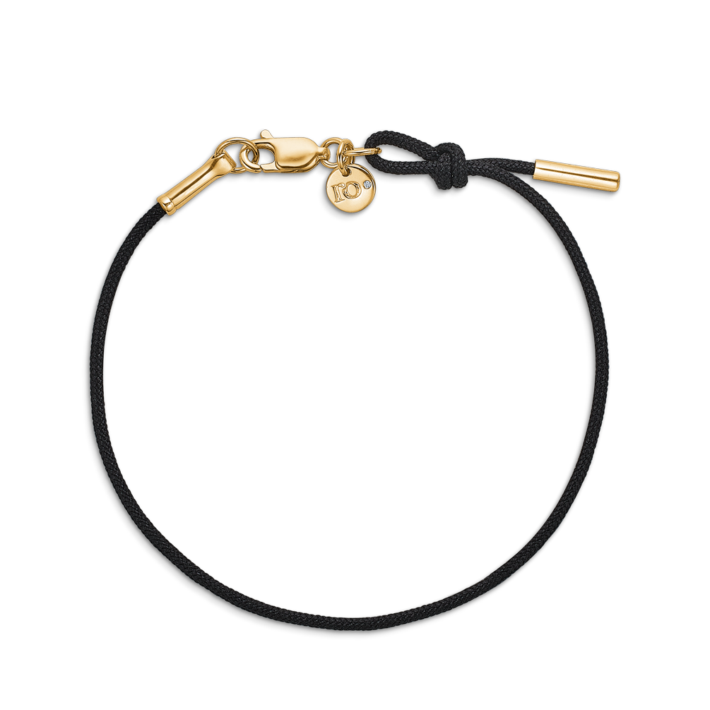 Inner Peace Armbånd Svart Snor - 18kt gult gull
