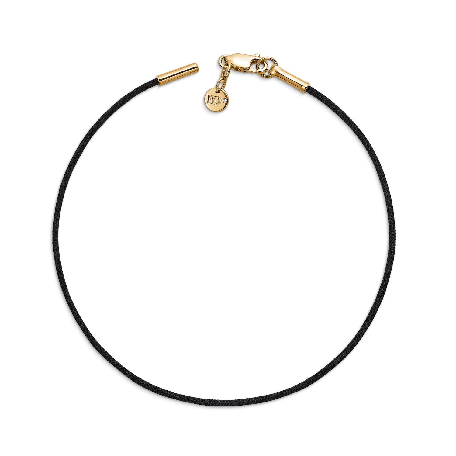 Inner Peace Armbånd Svart Snor - 18kt gult gull