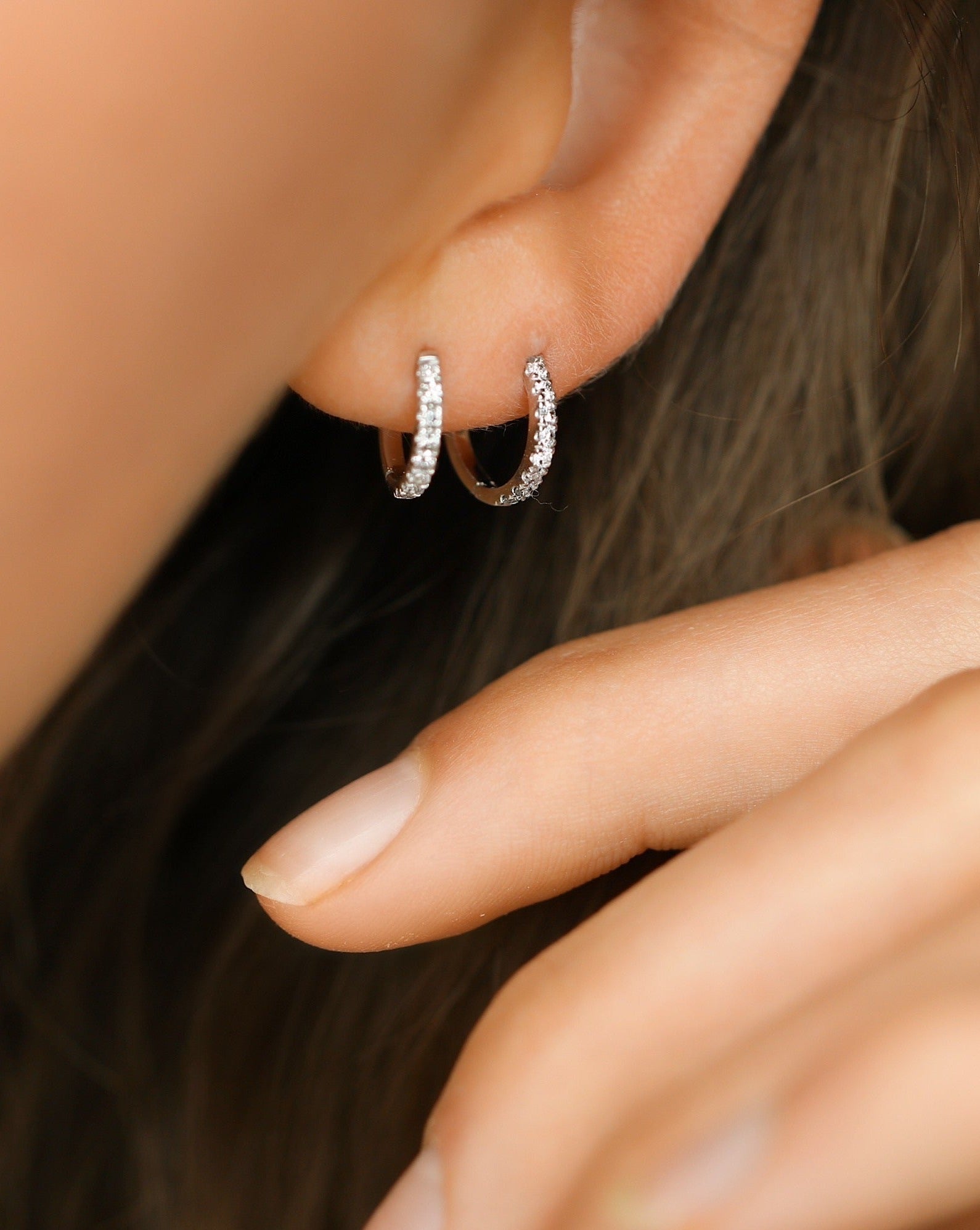 Rock Classic Diamant Hoop S - 18kt Hvitt Gull