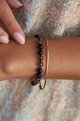 Inner Peace Balance Bracelet Black Cord - 18kt Yellow Gold