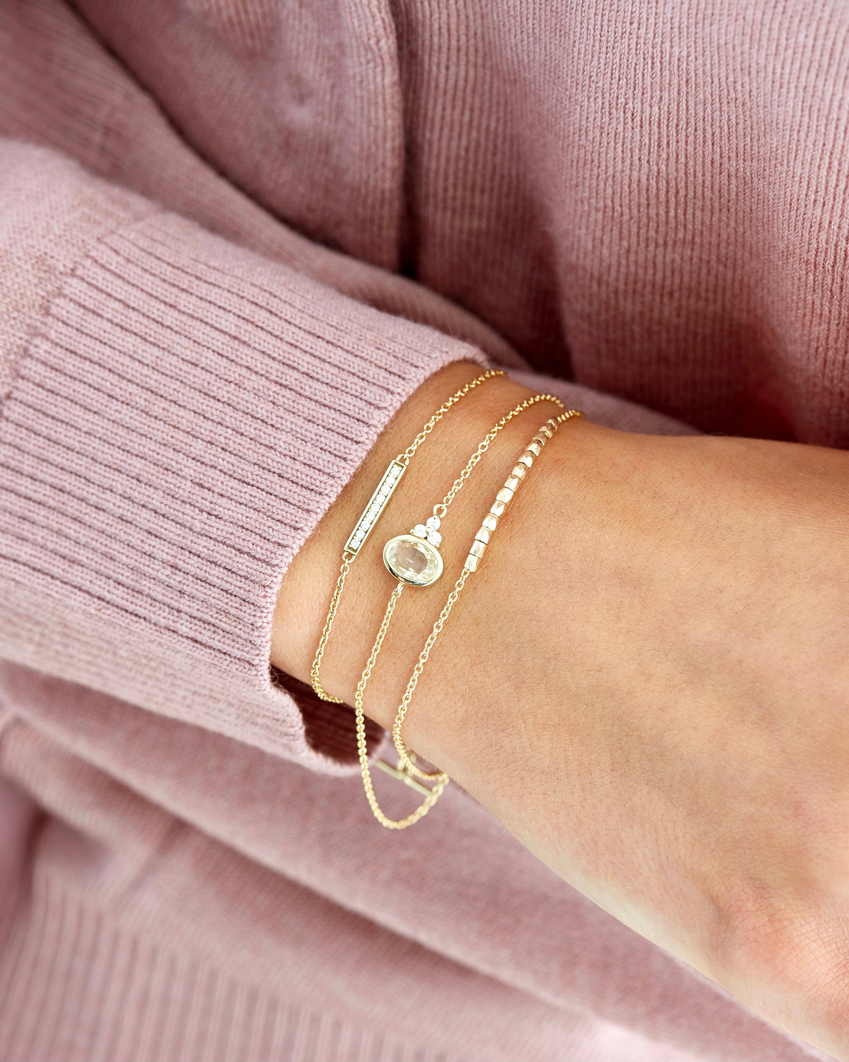 Square Diamant Armbånd - 18kt Gult Gull